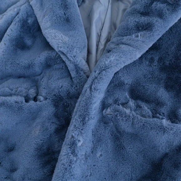 APPARIS  Stella Blue-Grey Faux Fur Lapel Teddy Winter Coat Cozy Thick Jacket S - Picture 7 of 15